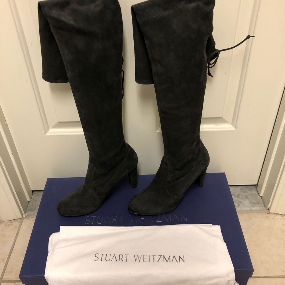 NIB Stuart Weitzman Highland OTK Boot Slate 10.5 M